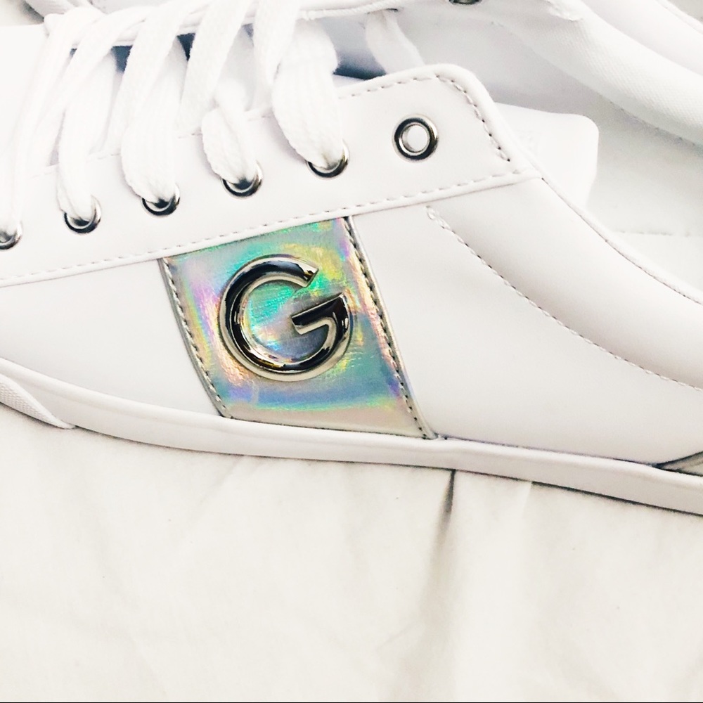 G by Guess White and Silver Sneakers Size 9.5
